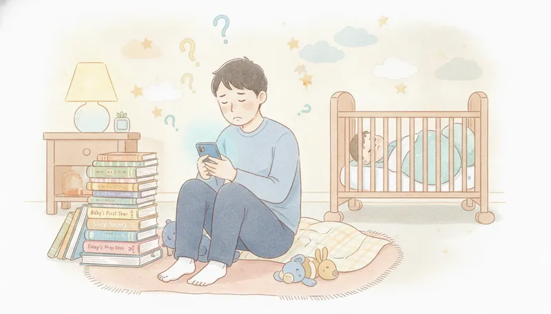 深夜スマホで検索する父(水彩イラスト)